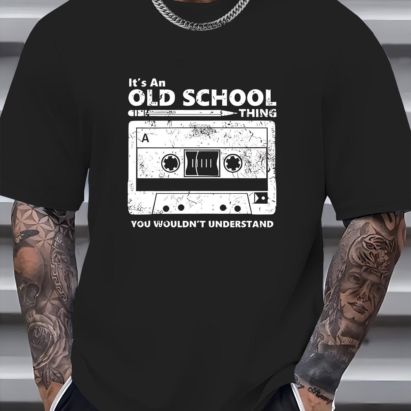 

Мужская футболка в ретро-стиле с принтом в духе старой школы, с коротким рукавом, хлопковая для прохлады, повседневная графическая футболка, футболка оверсайз мужская 4XL