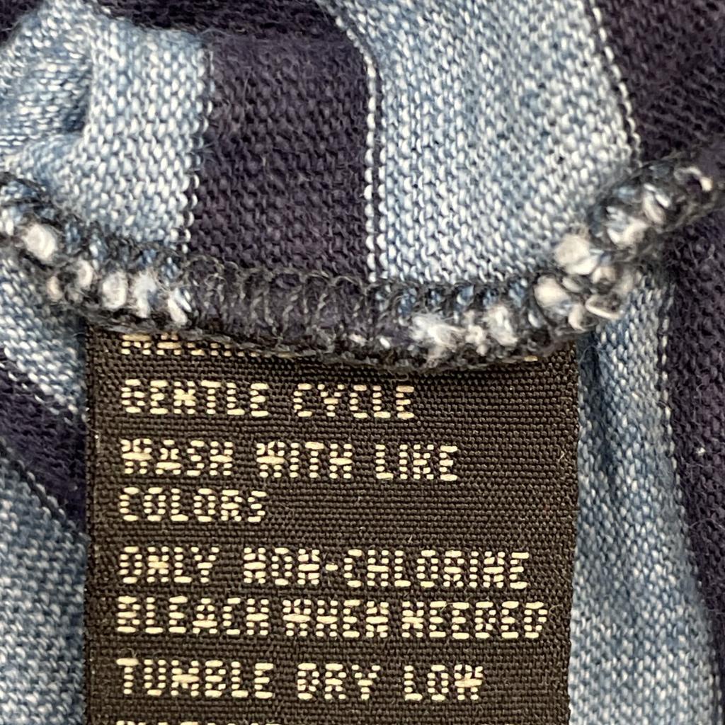 RRL Indigo X Blue Border Cotton Long Sleeve T-Shirt Tops M Indigo X blueUsed