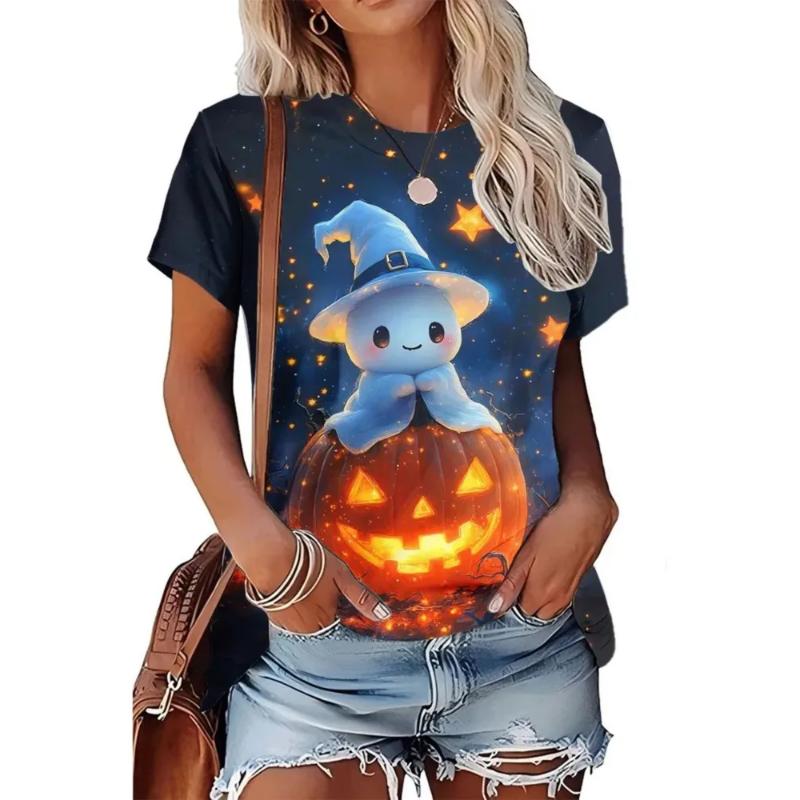 Fashion Women's Clothing Crew Neck Short Sleeve 3D Christmas Color Printing Christmas Short Sleeve Crew Neck T-Shirt