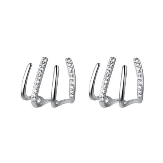 

1 пара сережек Huggie со стразами контрастного цвета в форме когтей, полые антиаллергенные гальванические легкие уши из нержавеющей стали серебряный