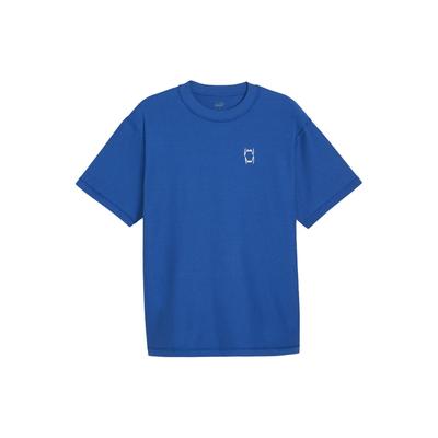 Pivot Unisex Tee Logo Embroidery Design Casual Round Neck Short Sleeve Drop Shoulder T-Shirt Men Tops Blue-Glaze 623058-08