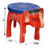 Hand-Crafted and Emboss Colorful Painted Wooden Elephant Shape Stool for Home/Office/Living or Bedroom Decor,Decorative Showpiece