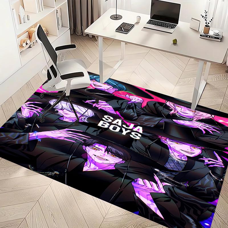 1pc Kpop Hunter11 Print Area Rug - Soft, Washable Non-Slip Indoor Mat, Living Room, Home Office Decorative Rug,Office Decorative