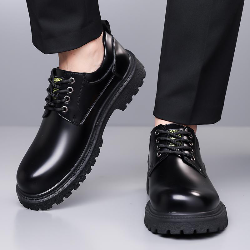Black Retro Men's Shoes Comfortable and High-quality Style Design Fashion Party Groom's Wedding Thick Soled Casual Shoes New