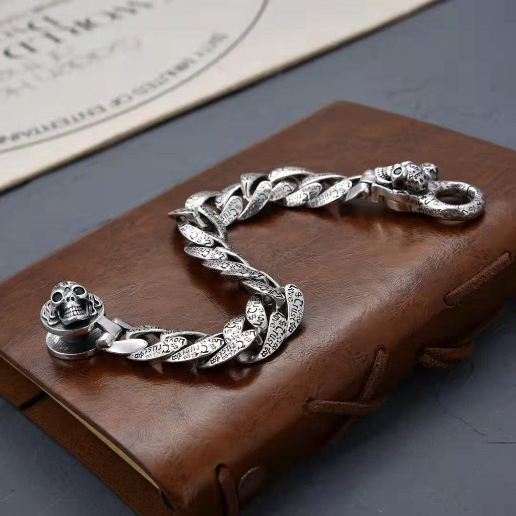 European and American Motorcycle Trendsetters Punk Style Skull Graffiti Bracelet