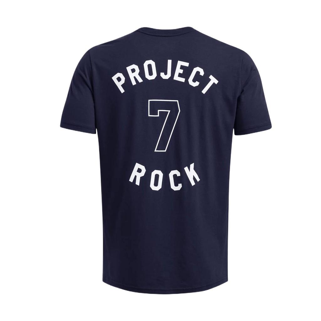 Under Armour Project Rock Training Letter Print Short Sleeve T-Shirt Men Tops Navy-Blue 1386878-410