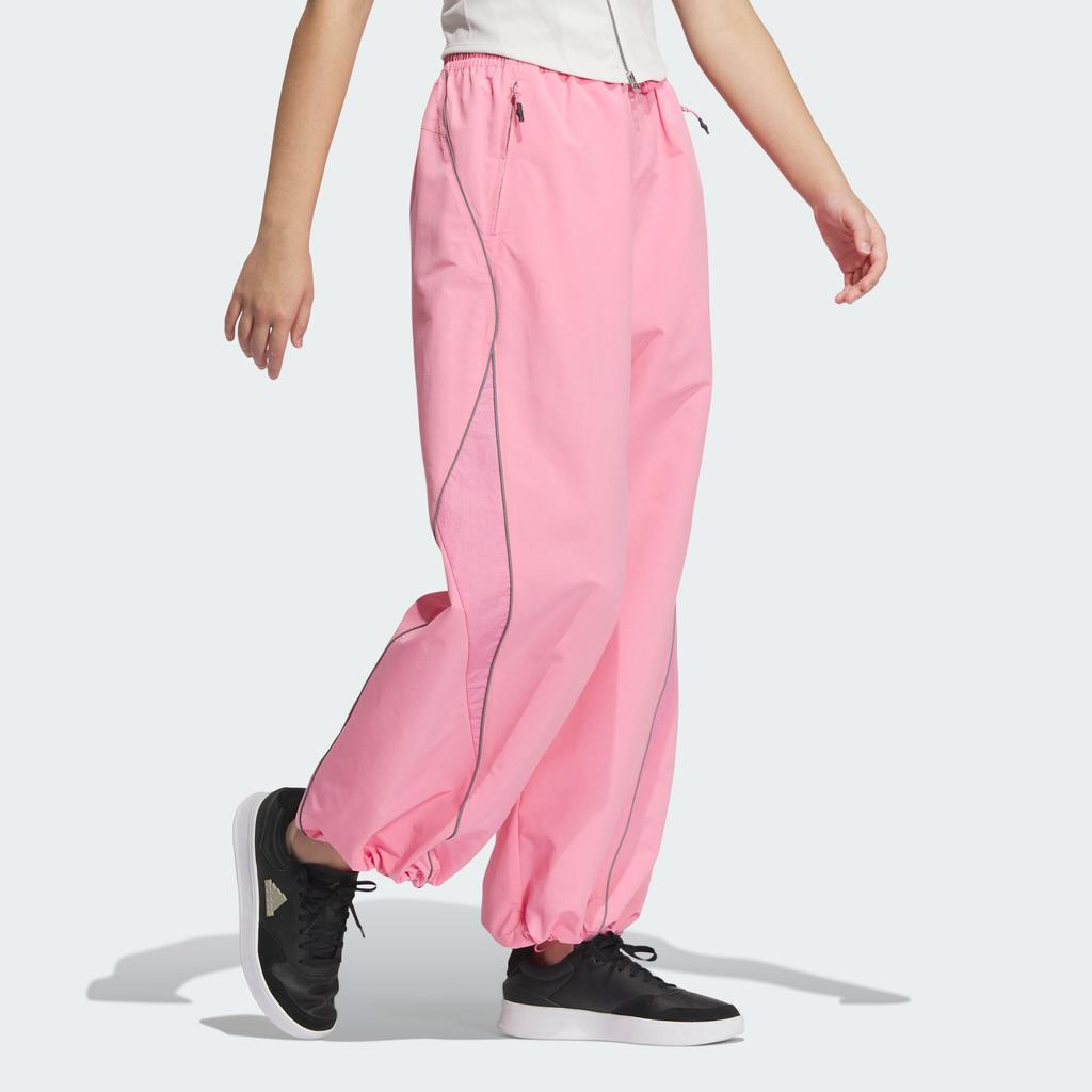 Adidas Solid Color Mid Waist Drawstring Straight Leg Retro Sports Casual Pants Women Bottoms Pink JJ3782