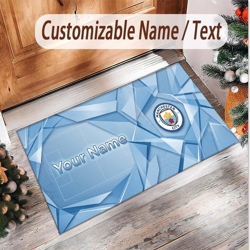 Personalisierter Kristall-Samt-Teppich Manchester City Muster Rutschfester Bodenläufer