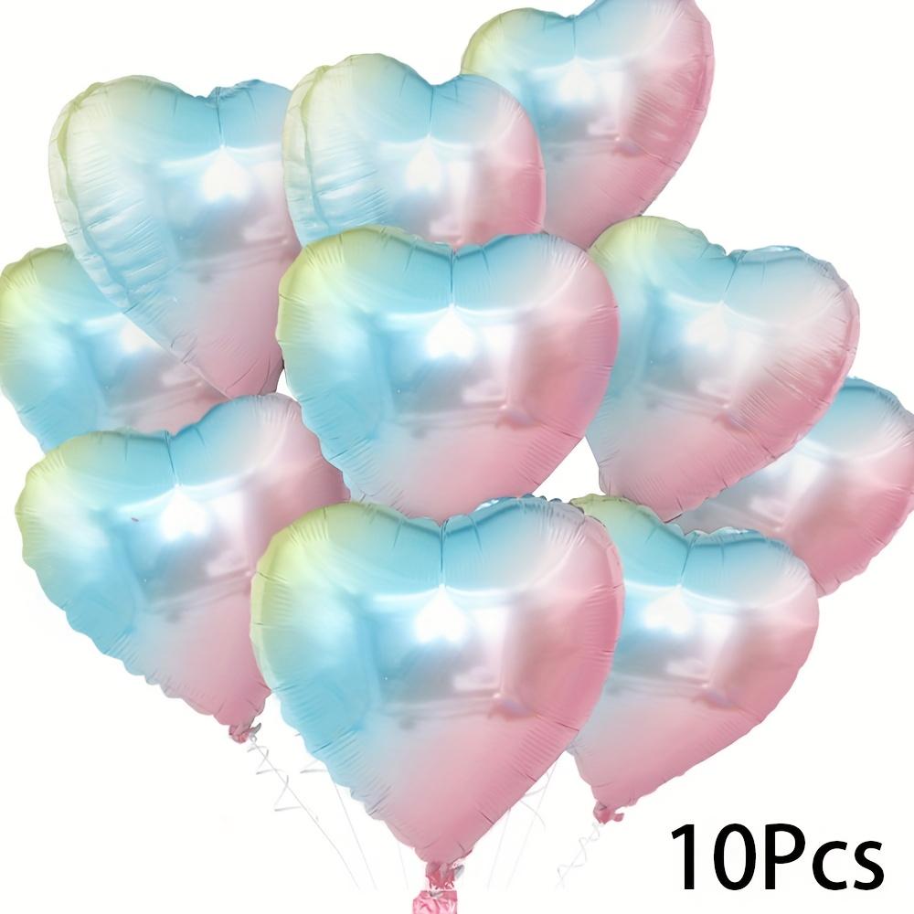 18inch Heart-Shaped Gradient Color Balloons, 10-Pack, Heart-Shaped Aluminum Foil Balloons; Suitable for Birthday Parties, Couples Date Nights, Other