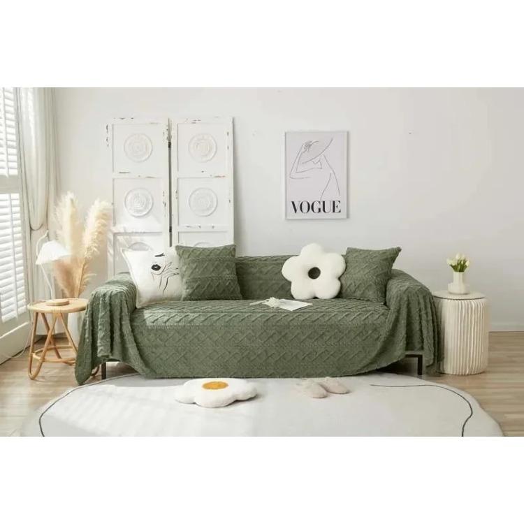 

3D жаккардовое плюшевое полотенце для дивана, зимний теплый коралловый бархатный чехол для дивана, однотонный мягкий универсальный декор для гостиной 180x130