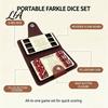 Retro Dice Game Farkle Board Game, with Faux Leather Case, 6 Dices, Wooden Tabletop Scoreboard, Portable for Travel Family Party Night Set