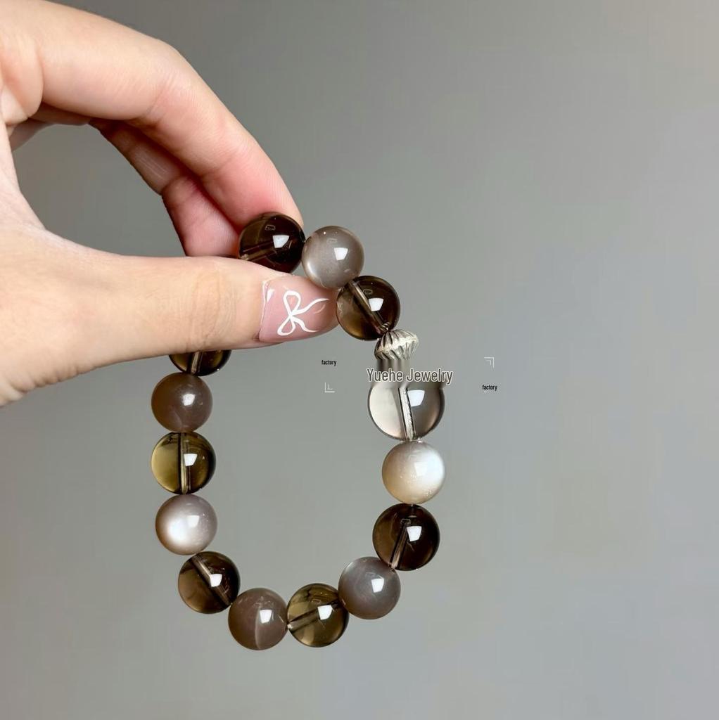 Smoky Quartz Crystal Milk Tea Bracelet - Versatile and Gentle Autumn/Winter Design