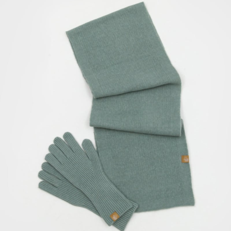 RECLOW Strickhandschuhe und Schal Set Türkis