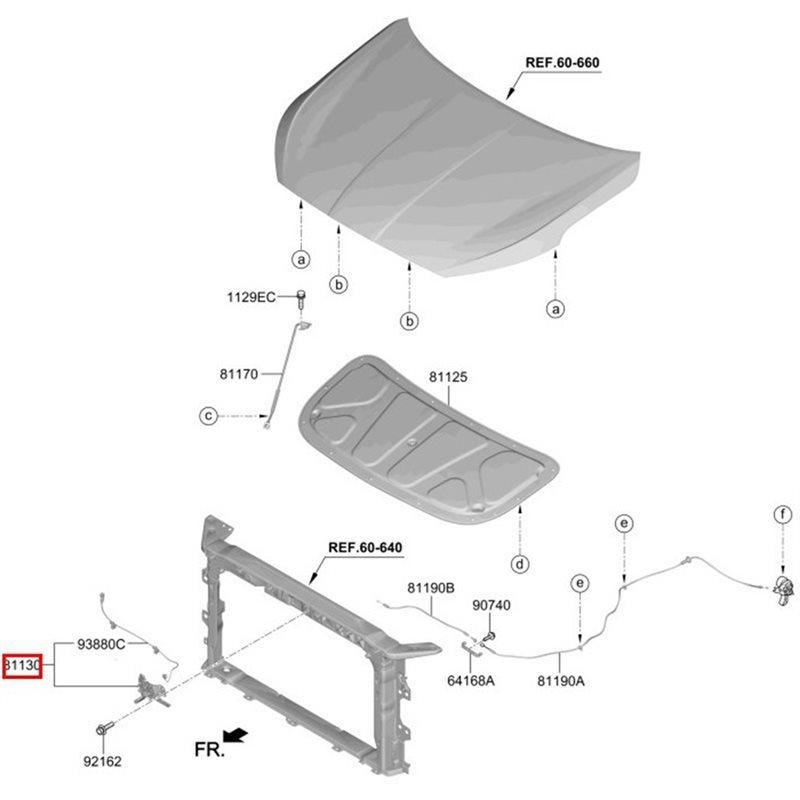 A33K-Engine Hood Lock Assembly For Elantra 1.4L 19-20