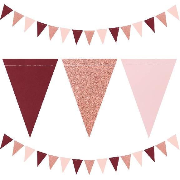 Silver Black Gold Party Decorations - 2Pcs Paper Pennant Banner Flags Men Birthday New Years Eve Retirement Graduation Anniversary Classroom Office