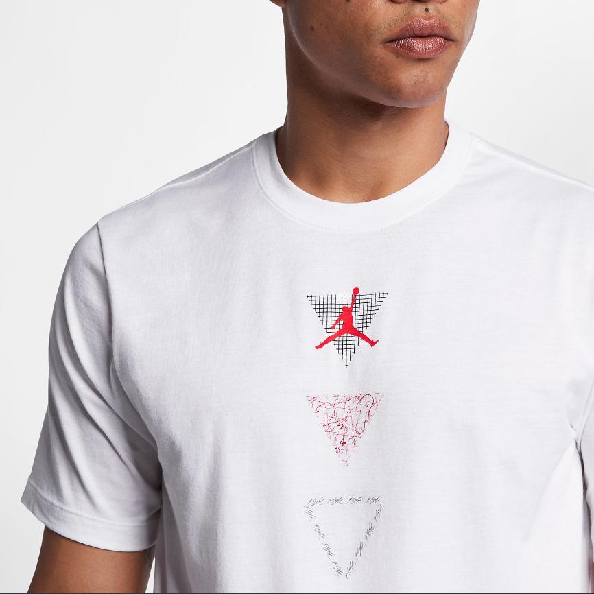 Jordan Legacy AJ4 Logo Print Knit Round Neck Short Sleeve T-shirt Men Tops White BV5461-100