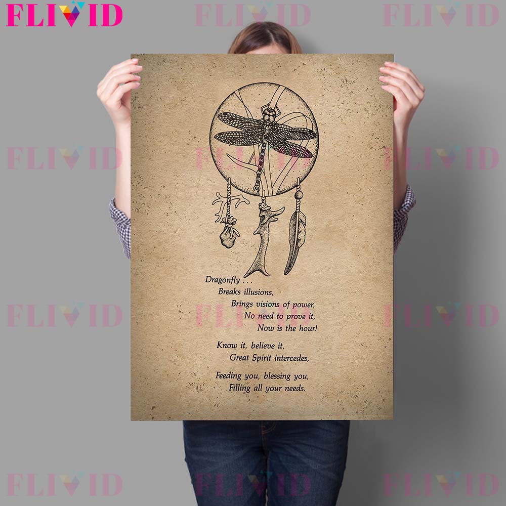 Animal Wizardry Magic Wall Art Oil Painting Totem Faith Retro Poster Crow and Wolf Art