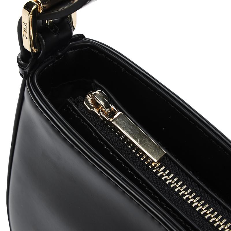 FILA Solid Color Commuter Fashion Synthetic Leather Underarm Bag Shoulder Bag Crossbody Bag Mini Women bags Black F13W237163F-BK