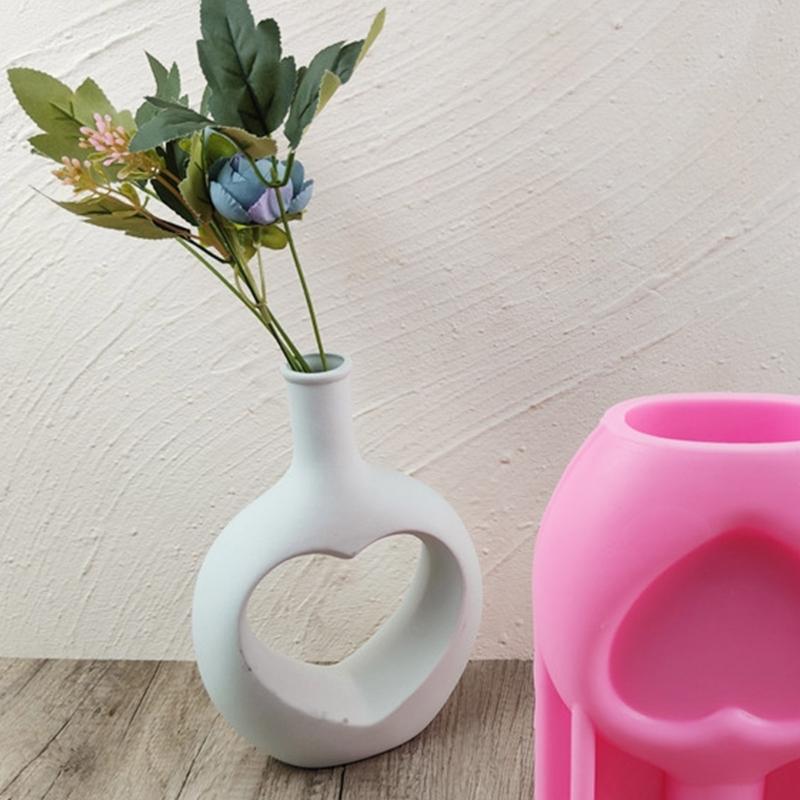 Silicone Flowerpots Mold DIY Concrete Moulds Heart Shape Jar Mould Garden Desktop Decoration Silicone Vase Molds for DIY