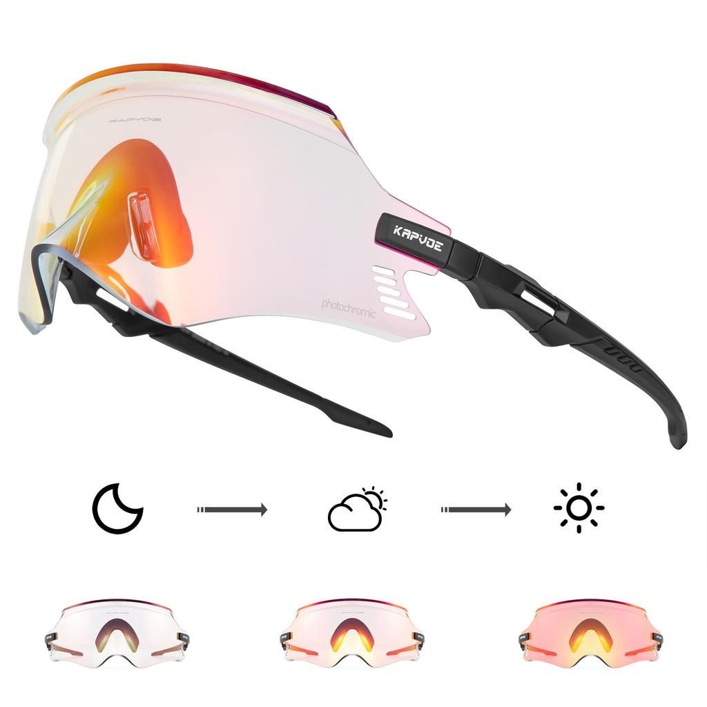 Lunettes de soleil KAPVOE pour cyclisme Lunettes de cyclisme UV400 Lunettes pour vélo VTT Lunettes pour sports d'extérieur Femmes Hommes Équipement de course pour vélo de route