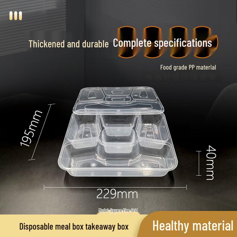 Disposable 5-Compartment Takeaway Food Container