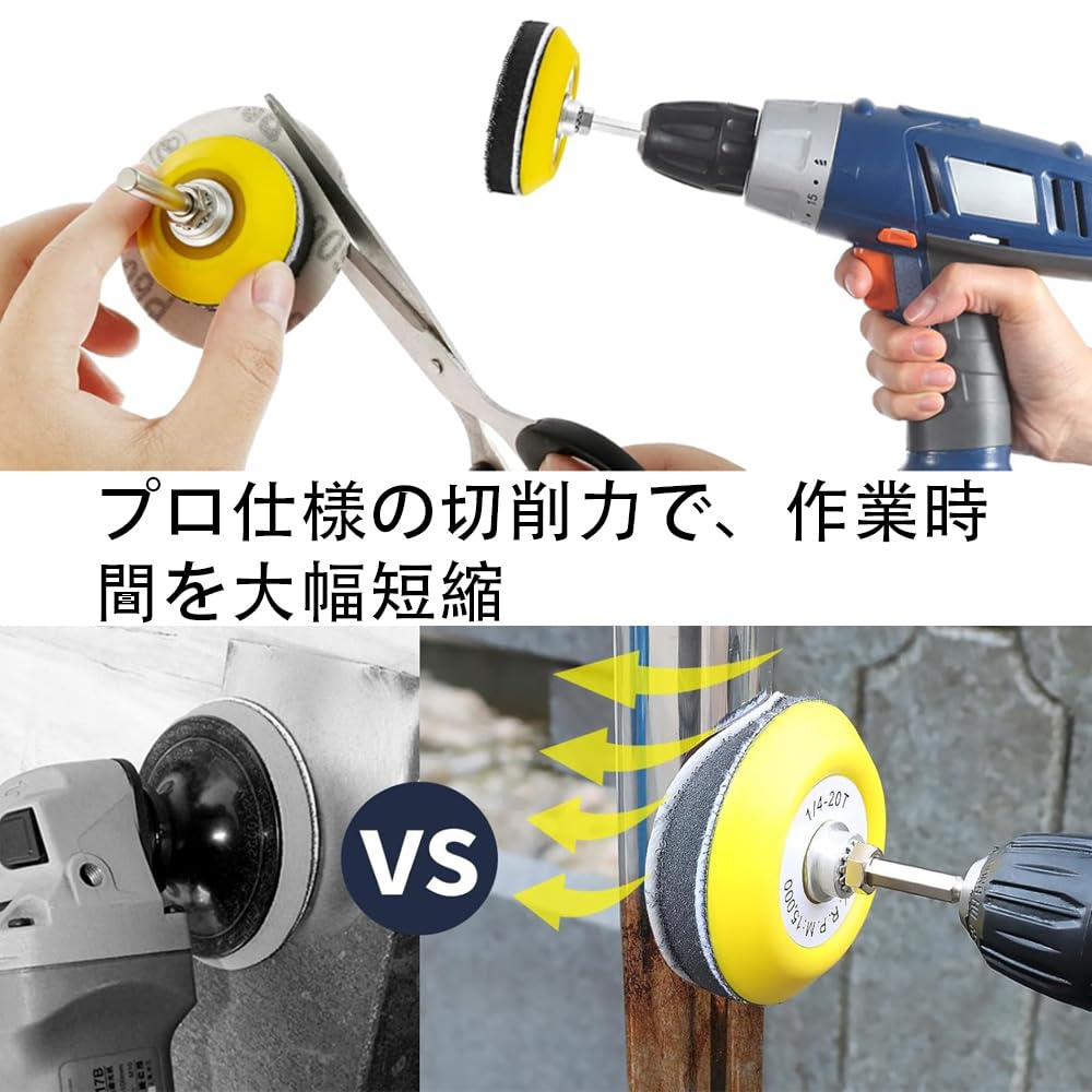 50mm Sandpaper Set with Sponge and Shank Compatible Round Velcro Sanding Discs for Car DIY Rust and Metal Polishing and 10 of 128-Piece #60-#3000