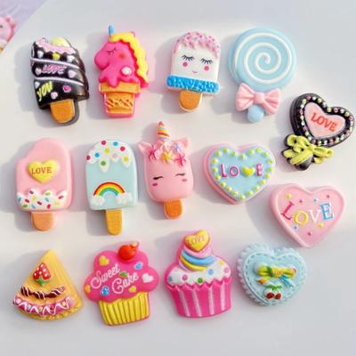 New 20Pcs Cute Mini Cake Ice Cream Popsicle Flat Back Resin Cabochons Scrapbooking DIY Jewelry Craft Decoration Accessories G31
