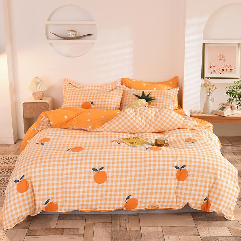 Set da letto quattro pezzi stampato delicato sulla pelle lavato ad acqua lenzuola copripiumino set di federe