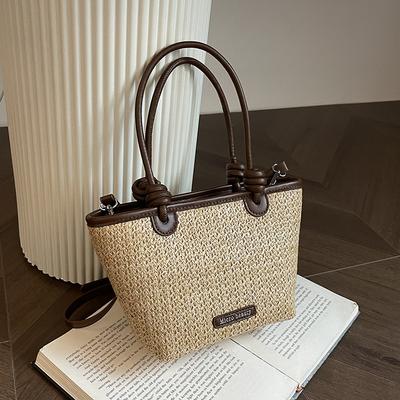 Summer Vacation Beach Straw Bag Portable Messenger Bag 2025 New Rope Knot Vegetable Basket Bag Woven Bag