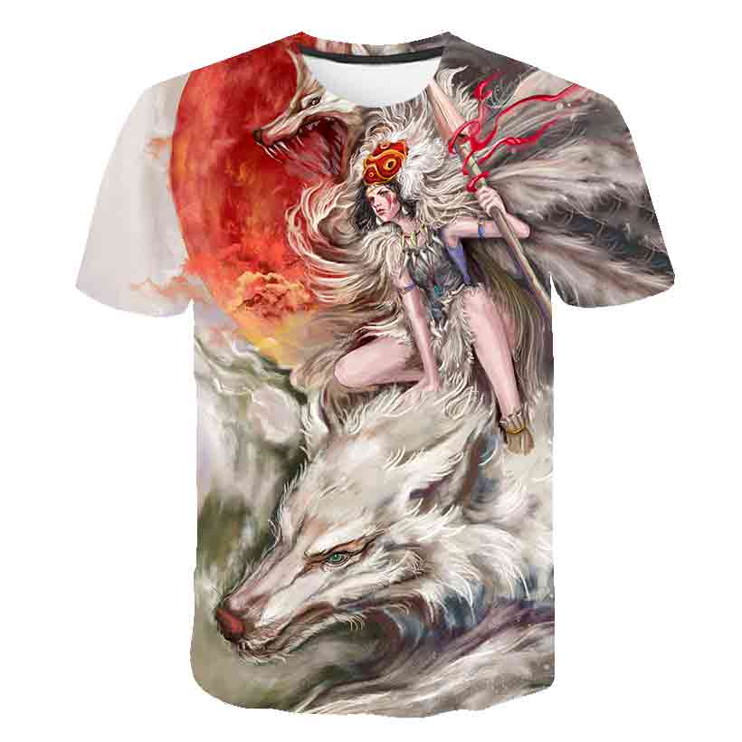 Zvířecí dětské tričko Letní vlk Kreslený vlčí topy Dětské oblečení pro volný čas Kreslené tričko pro dívky Chlapecké oblečení