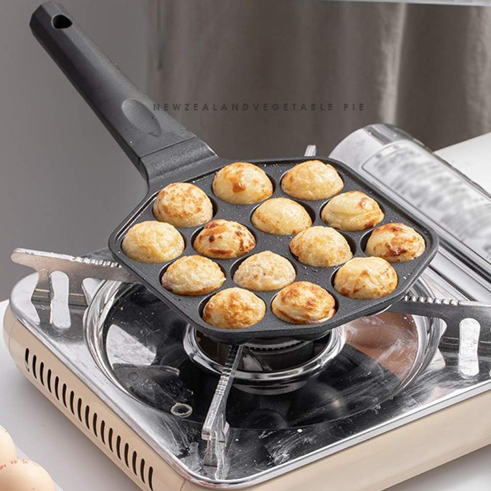 Takoyaki Pan, 14 Holes Aluminum Alloy Aebleskiver Maker NonStick Cooking Baking Cake Mold Tool for Japanese Taiyaki StuffedPancake Appam Paniyaram