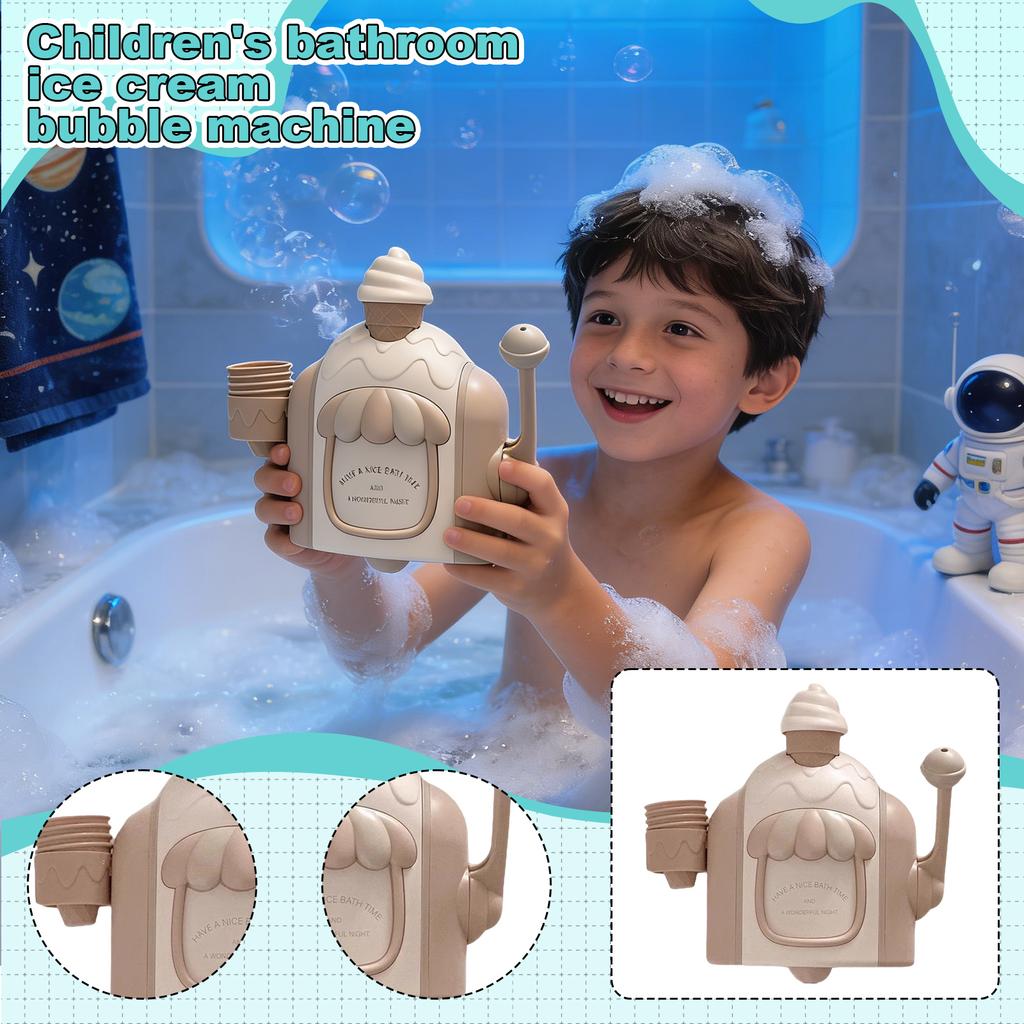 Bubble Bath Machine, Bubble Ice Cream Machine, Bath Toys, Ice Cream Bath Toys, Shower Toys Suitable For Boys And Girls Aged 3-8.