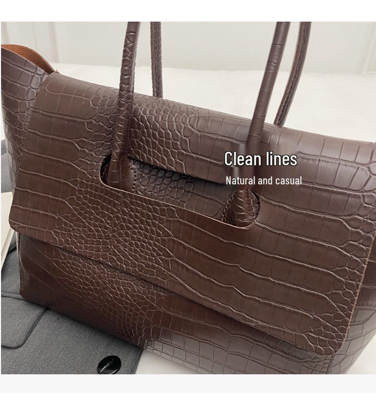 2025 Large Capacity Women's Stone Texture Retro Tote - Trendy Korean Style Handbag