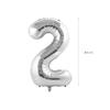 Silver Birthday Number Balloon, 2-Year-Old Birthday Number Balloon, 32-inch (approx. 80cm), Aluminum Balloon, Perfect for Weddings, Anniversaries, and