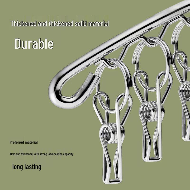 Multifunctional Stainless Steel Drying Rack with Sock Clips and Clothes Pegs