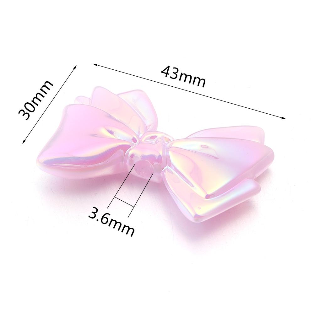 10pcs Bow Acrylic Beads 43x30mm Jelly Color Shiny Loose Spacer Beads For Jewelry Making DIY Bracelets Necklace Keychain Supplies