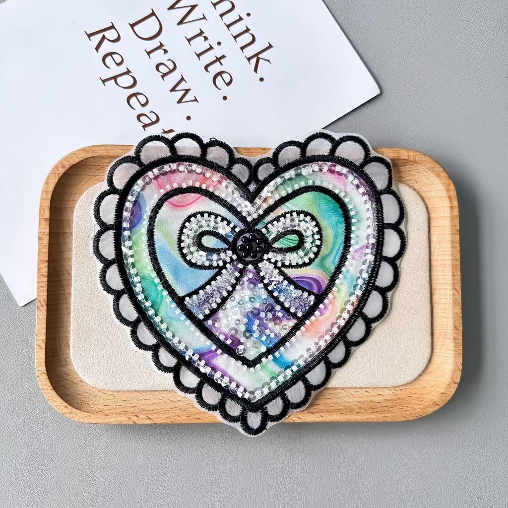 Symphony Organza Three-Dimensional Pearl Love Cloth Sticker Handmade Bag Hair Accessories Clothing Cloth Patch Cloth Sticker Accessories