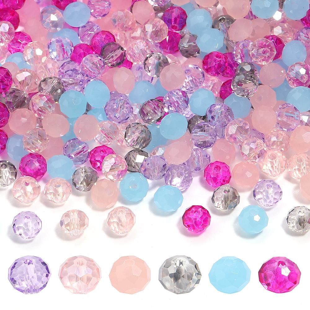 100-200pcs 4/6/8mm Mixed Color Crystal Beads Loose Spaced Flat Abacus Glass Beads For DIY Charms Bracelet Necklace Accessories