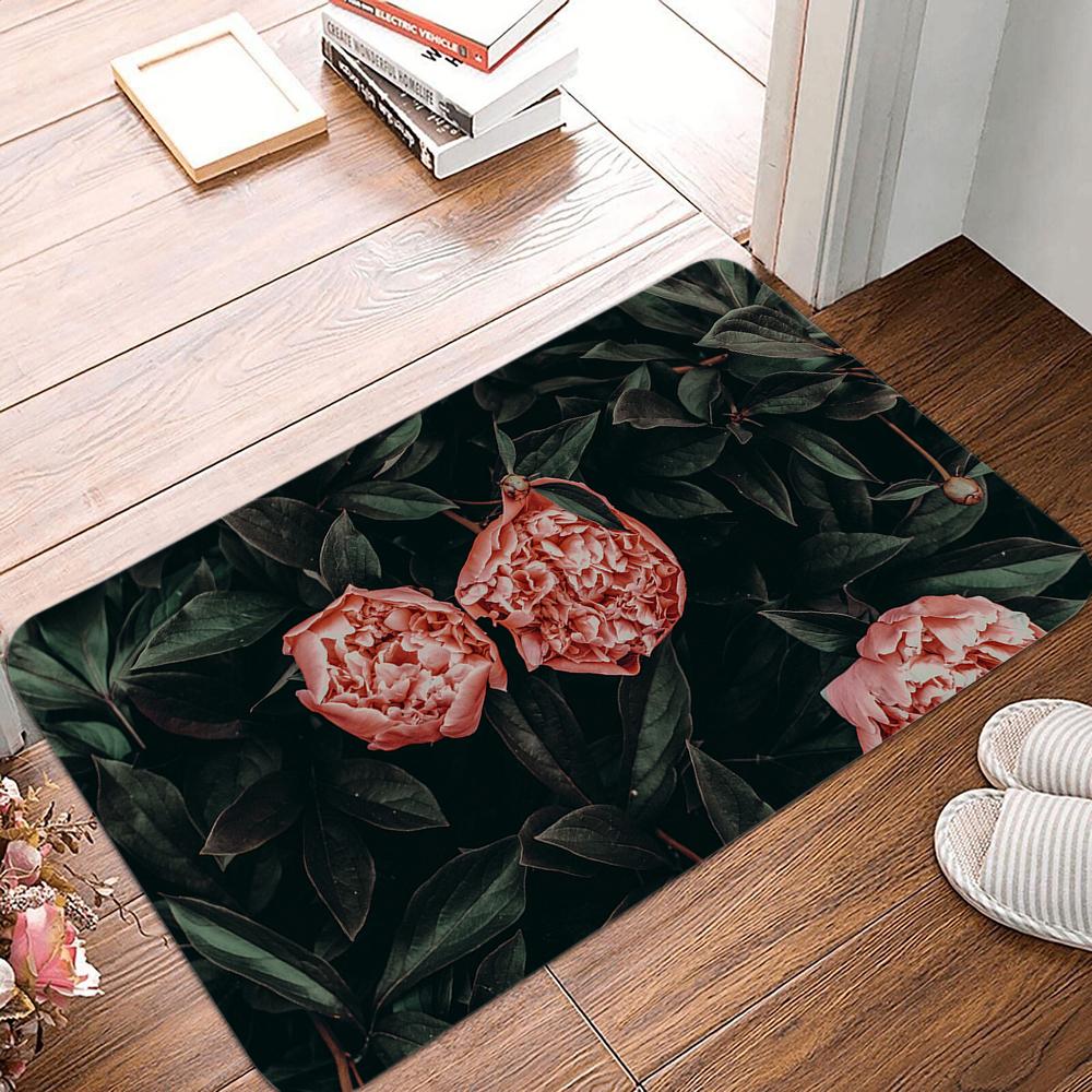 Non-slip Bedroom Corridor Living Room Entrance Door Mat Room Rug Washable Tropical Plant Pattern Welcome Mat Rug