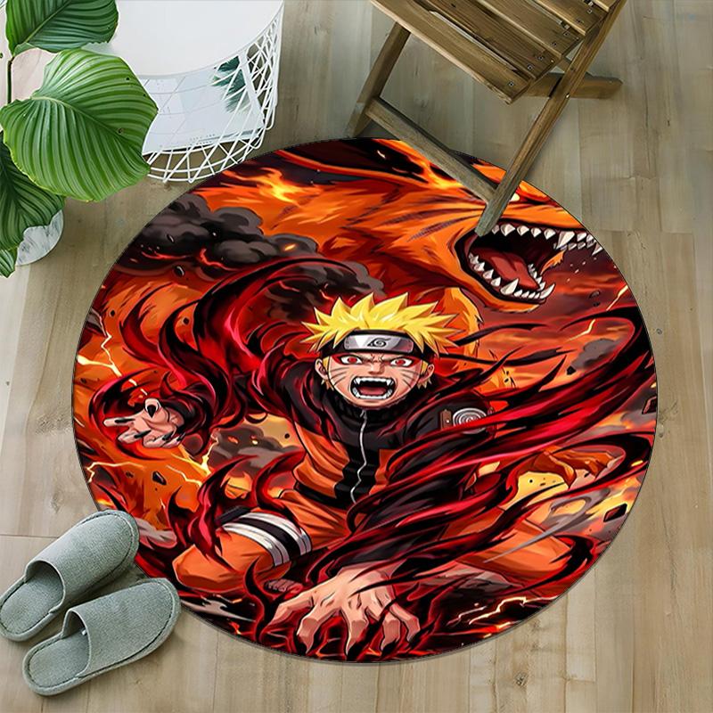 1pc Naruto  Carpet, Round Rug, Comfortable, Suitable for Entryways, Living Rooms, Office, And Bedrooms, Christmas Decoration