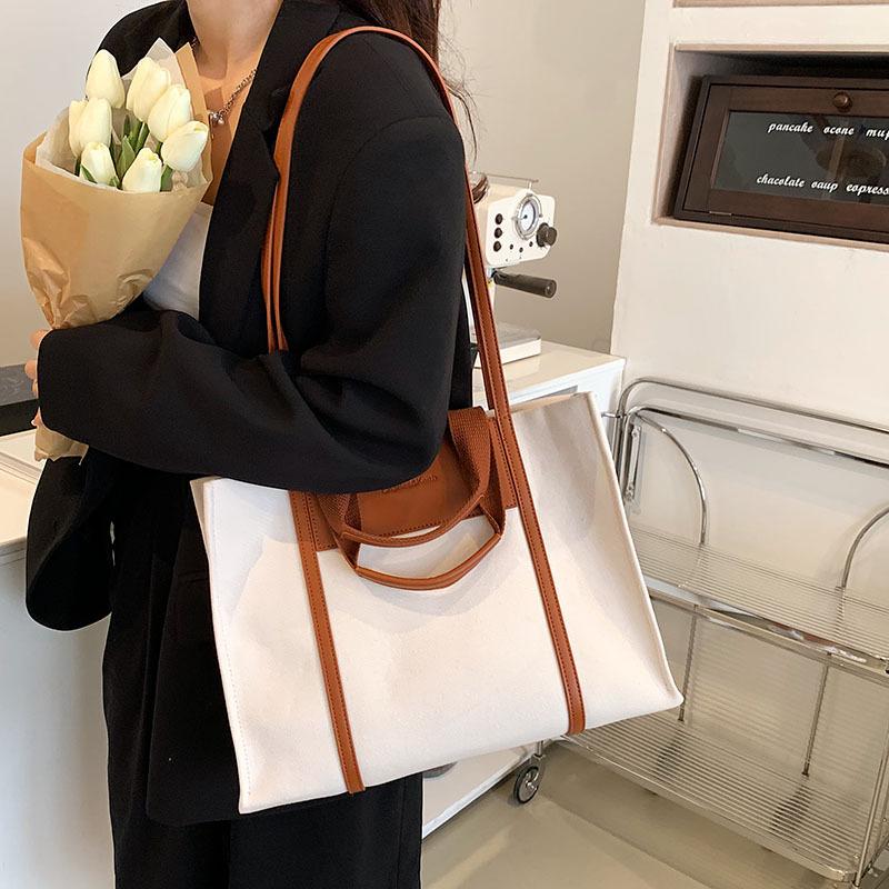 New Fashion Casual Canvas Bag Handheld Large Bag Commuter Versatile Women's Large Capacity Tote Bag