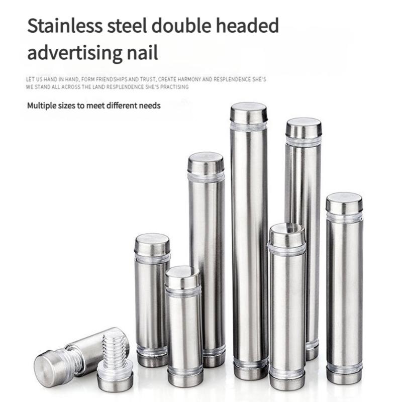 10Pcs Glass Fasteners Rustproof Decorative Nails Stainless Steel Advertising Standoffs Pin Nails Billboards Fixing Screws
