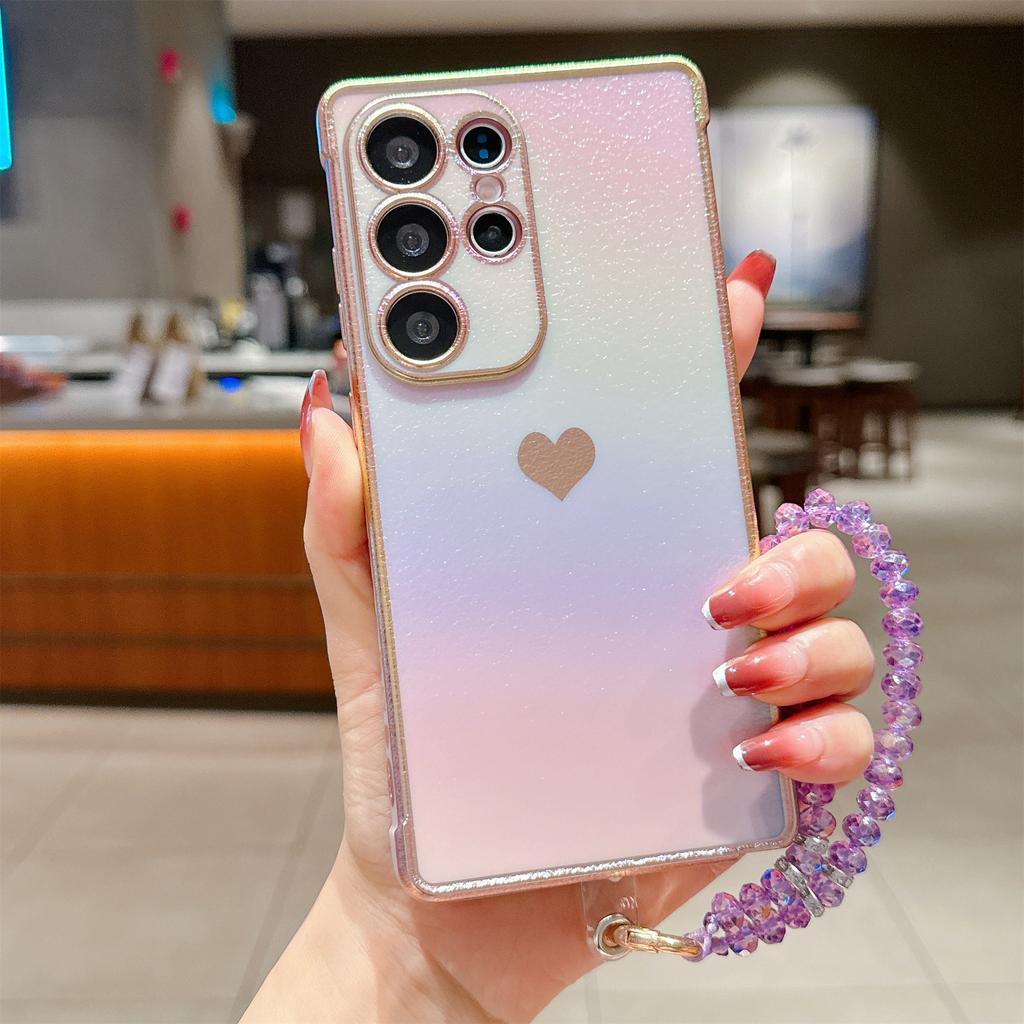 Použitelné pro pouzdro na mobilní telefon Samsung S25ultra Samsung S24 Silikonová strana Láska S23 Nová křišťálová šňůrka