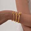 Dainty Knot Cuff Bracelet Bangles for Women, Gold Color Stainless Steel Bracelets, Trendy Wristband Jewelry Gift to Her