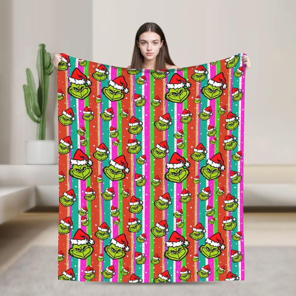 G-Grinchs Weihnachtsplaid Reisebüro Flanell Bettwäsche Überwürfe Für Schlafzimmer Super Weich Individuelle Qualität Tagesdecke Geschenkidee