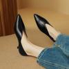Fashion 2024 Spring New Split Leather Women Shoes LEISURE Women Slip-On Pumps High Heels Pointed Toe Heels Shoes Office Ladies Shoes