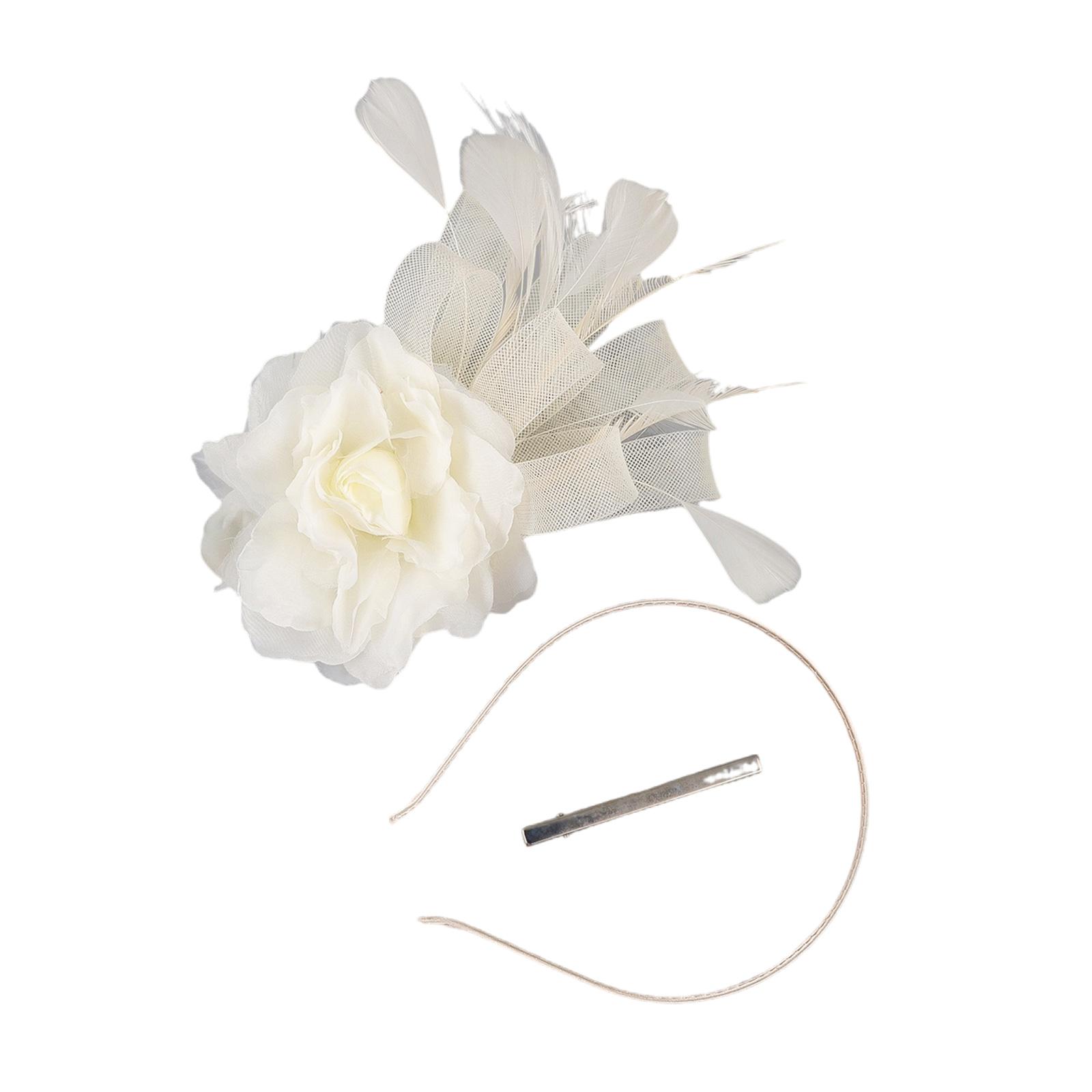 

Элегантное перьевое украшение для волос для женщин Эластичная повязка на голову с регулируемой заколкой для скачек, вечеринок, фотосессий бежевый