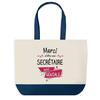 Tote Bag - PLANETEE - Blue Bottom Shopping Bag - Cotton 40x45 Cm - Message Thank You Amazing Secretary - Made In France