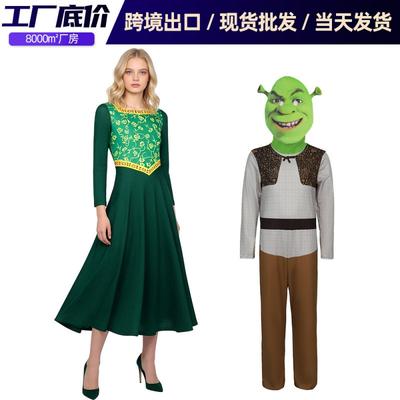 Set Costume Shrek Fiona Halloween Cosplay Festa Gioco di Ruolo Vestito Donna Uomo Unisex Adulto