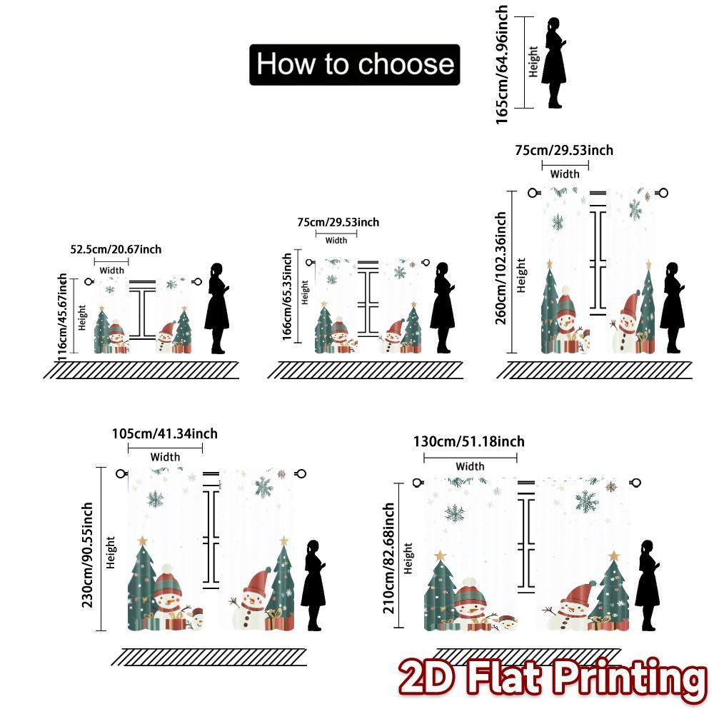 2 Stück, Vorhänge Weihnachtsbäume Schneemänner Rentiere Geschenke Moderne Vorhänge Vielseitige Polyestervorhänge Wärmeisolierung und Raum